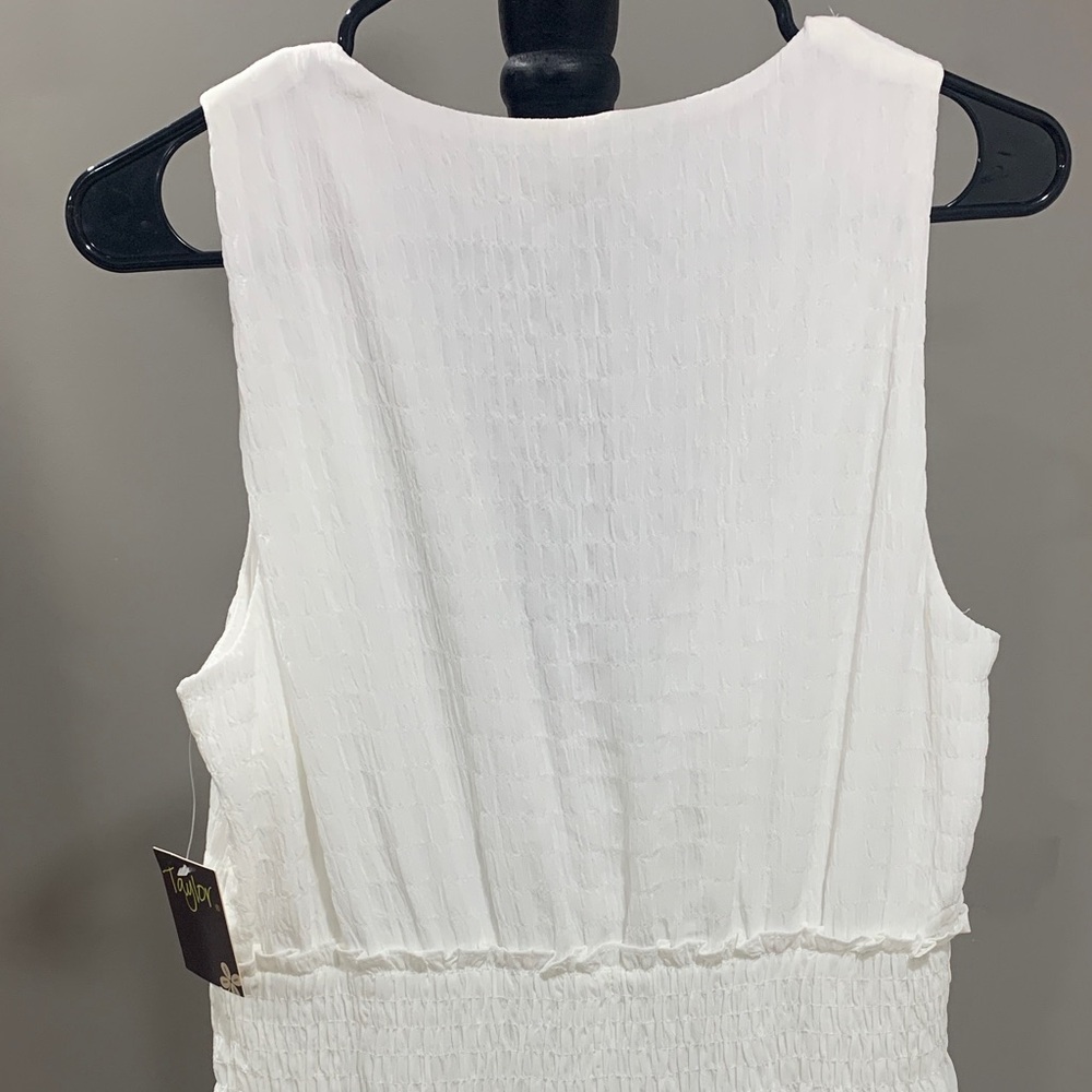 Taylor White Sleeveless V-Neck Maxi Dress Size 12 - Picture 6 of 7